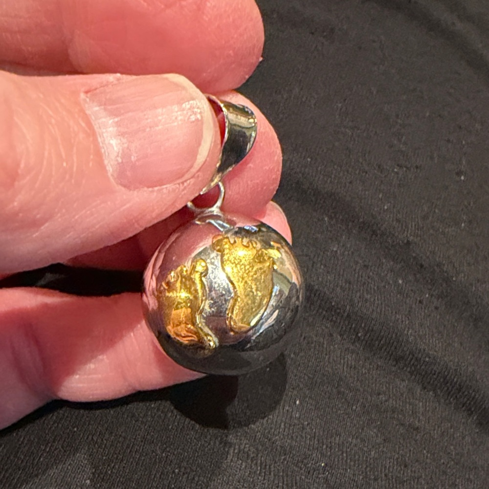Vtg Harmony Bell Baby Feet Pendant
